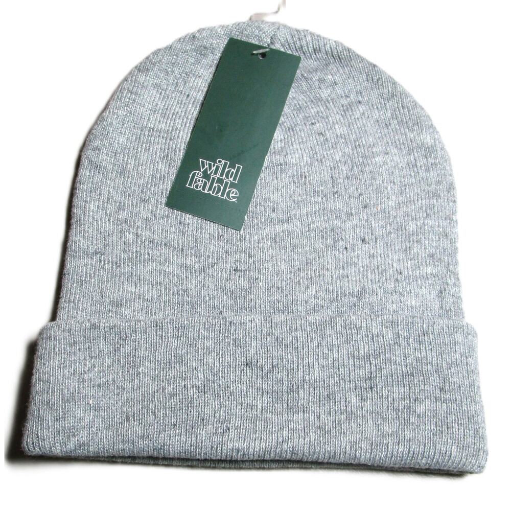 Wild Fable Unisex Adult Beanie Gray Ribbed Knit Minimalist Cabincore One Size